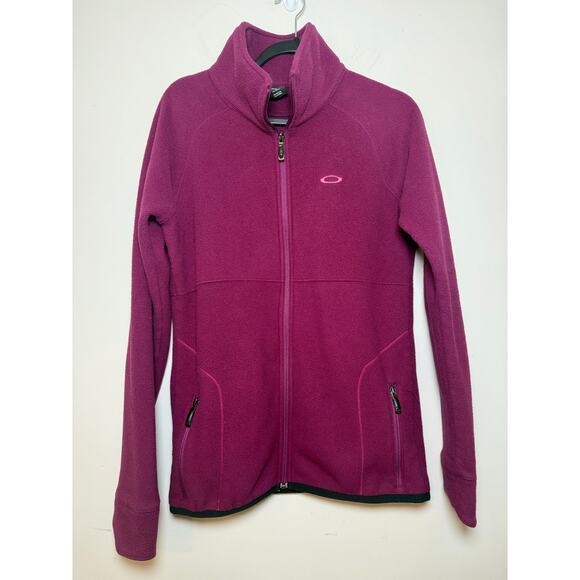 OAKLEY POLARTEC FLEECE PURPLE FULL ZIP HOODIE W/ PINK LOGO WOMENS L/XL - Picture 3 of 12